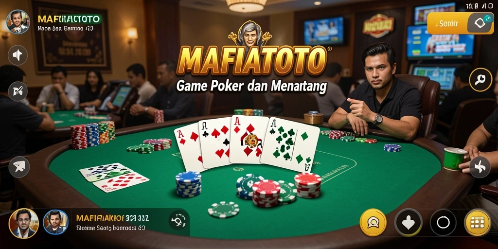 Tampilan utama gameplay MAFIATOTO yang menampilkan aksi poker yang seru.